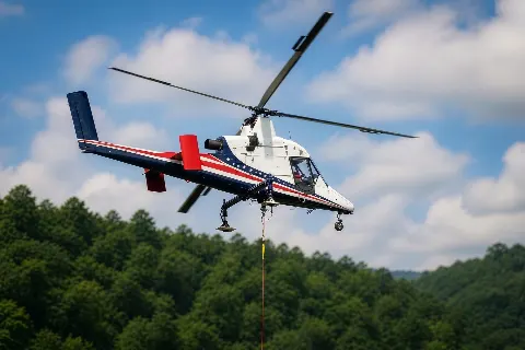 Helicopter carrying freight to a remote work site